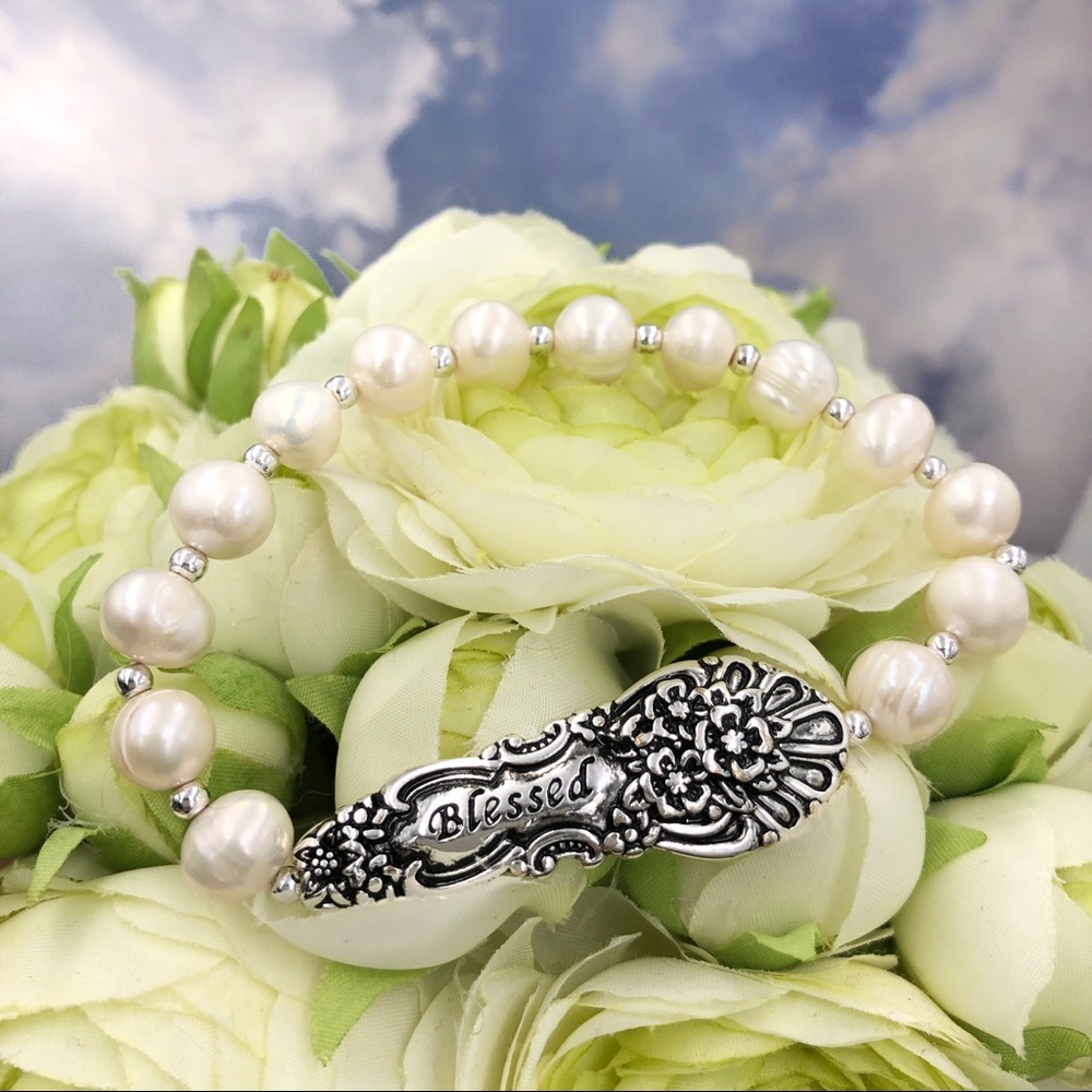 Fresh Water Pearl BLESSED Spoon Stretch Bracelet